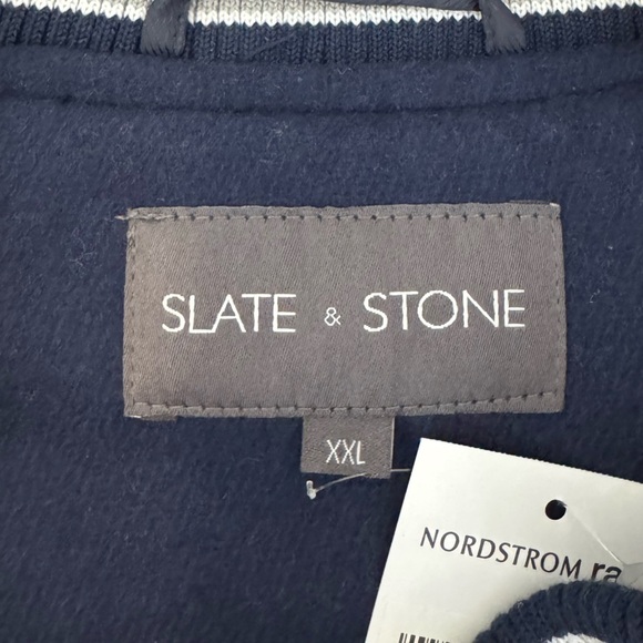 SLATE & STONE Wool Blend Varsity Baseball Letter Jacket Blue Size XXL $398 NWT - Picture 6 of 6